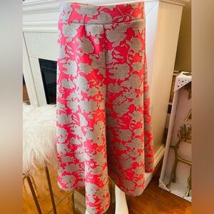 Grace Elements Pink and Gray Floral Skirt